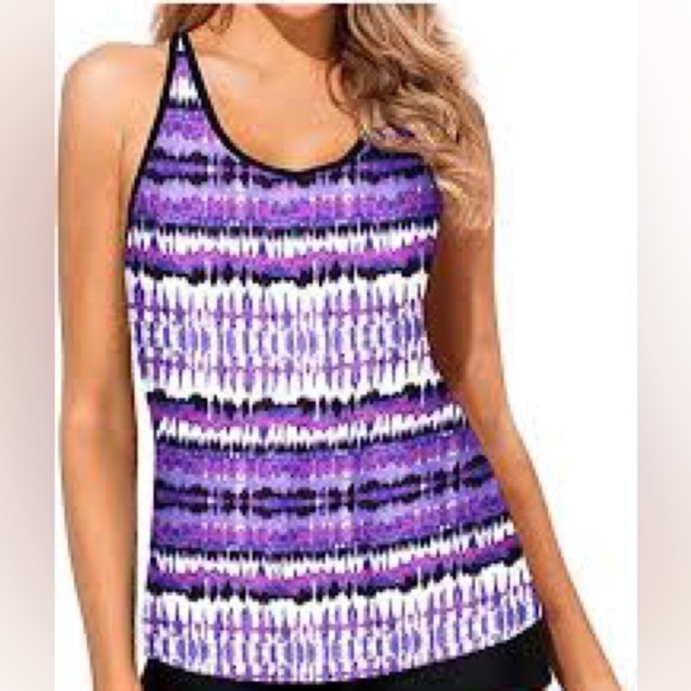 ZeroXposur -Women Tankini Purple Tie Dye Cute Swimwear Top/Summer/Vacation/Beach